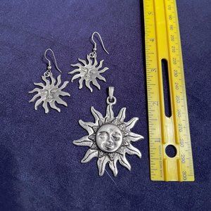 Sun Pendant and Matching Earrings